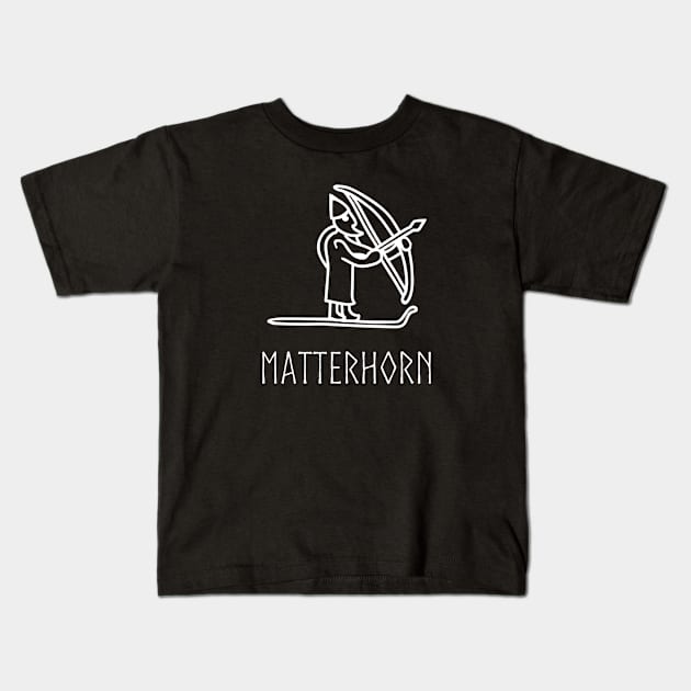 Matterhorn Ullr Norse Viking God of Skiing Kids T-Shirt by jutulen